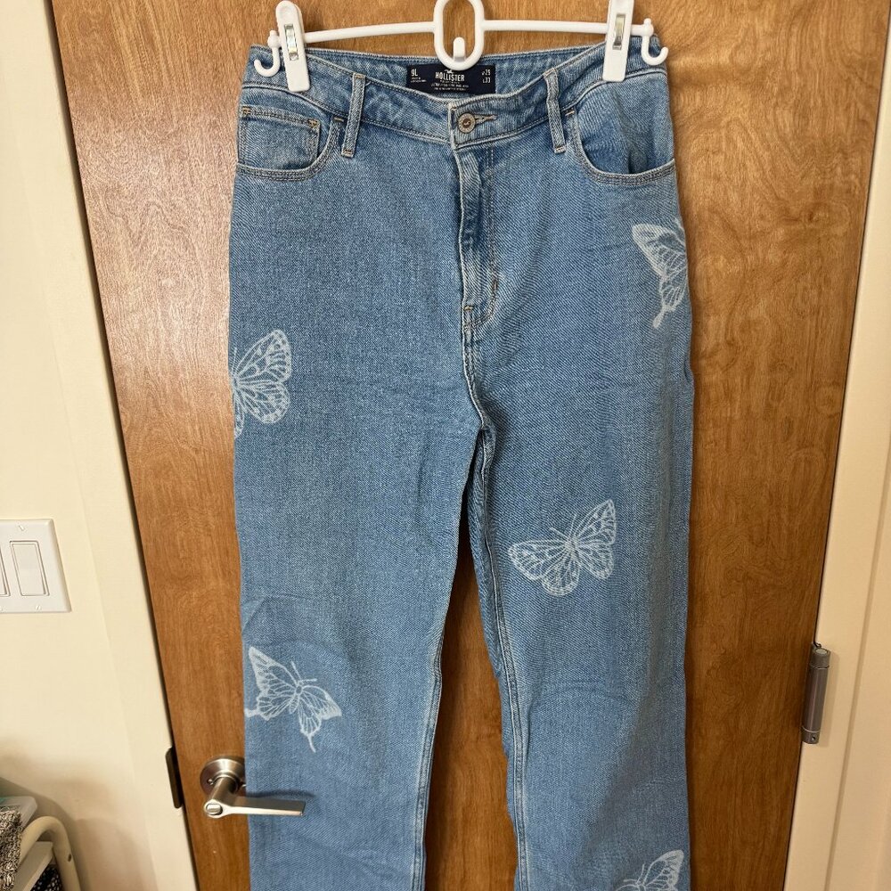Hollister Butterfly Print Ultra High Rise Dad Jeans